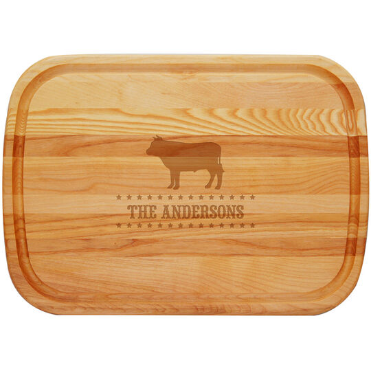 Personalized Cow Large 21-inch Wood Cutting Board